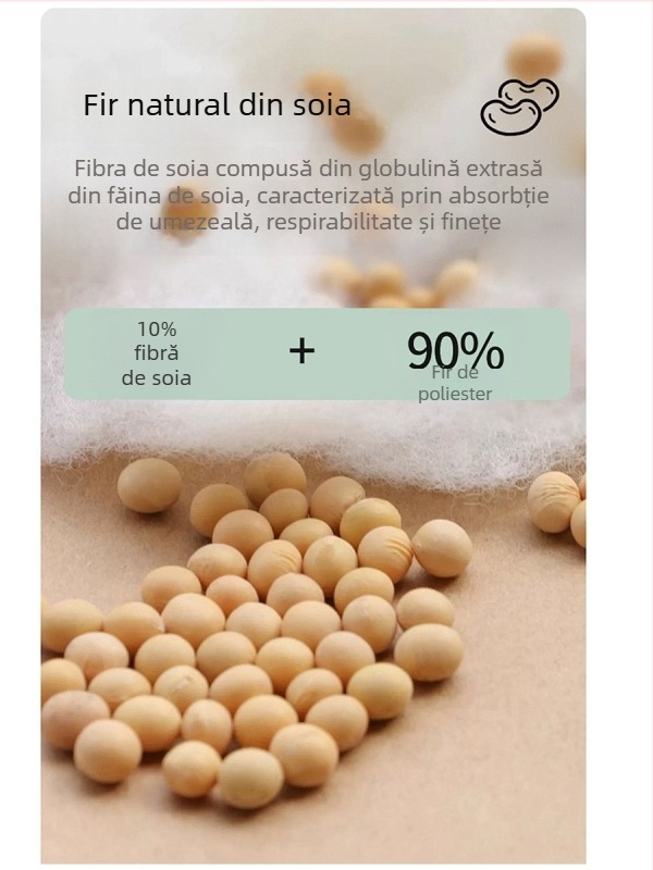 Sac de dormit pentru bebeluți și copii, fără mâneci, umplutură din poliester și fibre de soia, exterior și căptușeală din bumbac, antibacterian, fermoar metalic, potrivit pentru toamnă-iarna