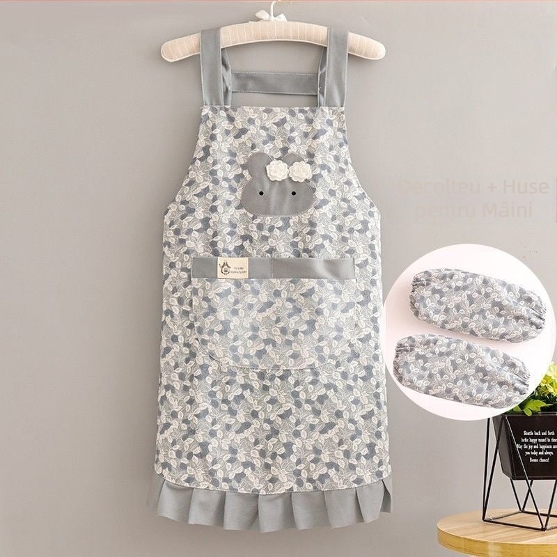 Set șorțuri, fără mâneci, din canvas rezistent la apă, stil proaspăt, model uni