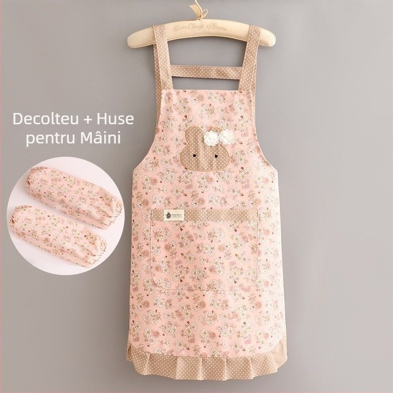 Set șorțuri, fără mâneci, din canvas rezistent la apă, stil proaspăt, model uni