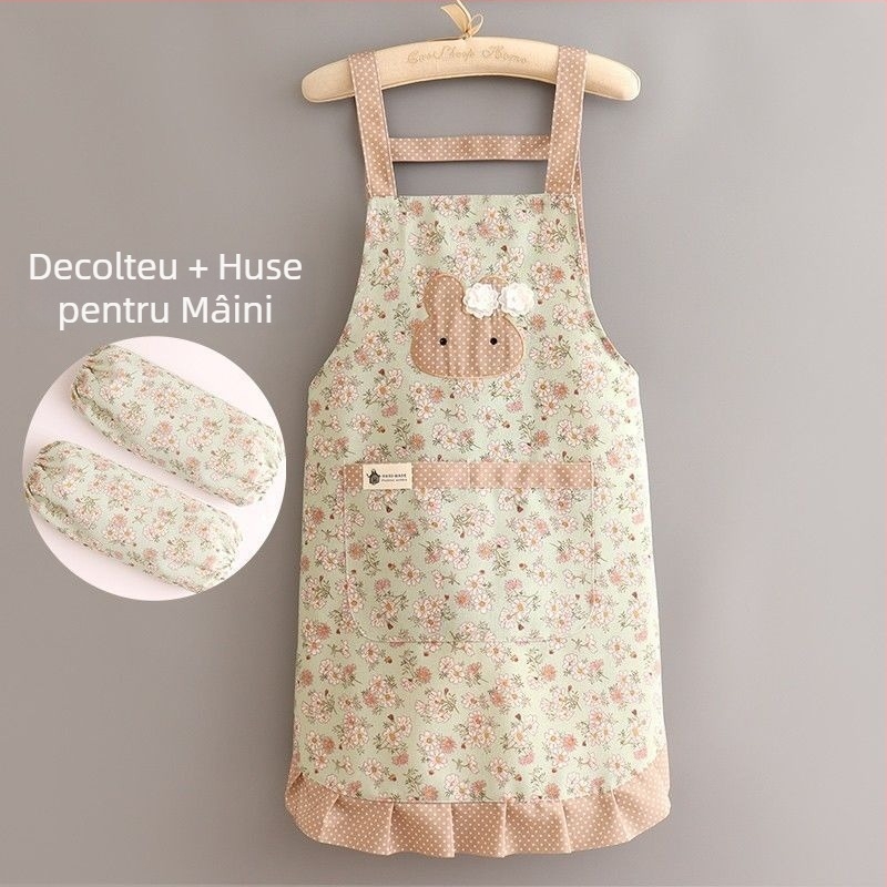 Set șorțuri, fără mâneci, din canvas rezistent la apă, stil proaspăt, model uni