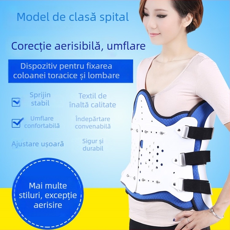 Corset de fixare toraco-lombar - respirabil din polipropilen, model XYZ, pentru fracturi de compresie ale coloanei, recuperare spinală, încălzire cu infraroșu îndepărtat