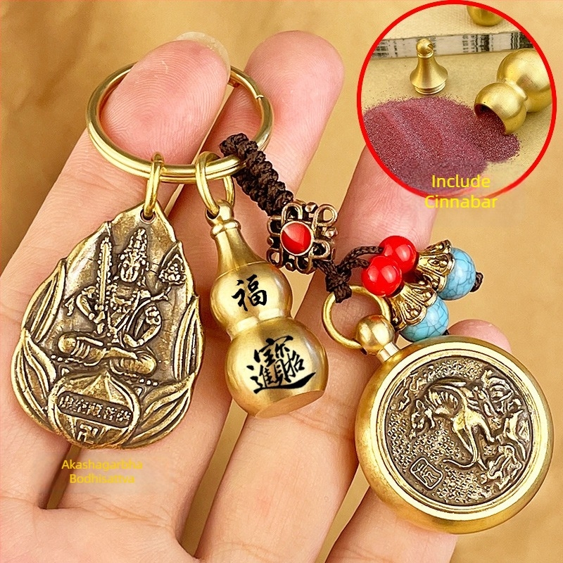 Pandantiv metalic pentru chei cu motive zodiacale și opt Buddhe Păzitori