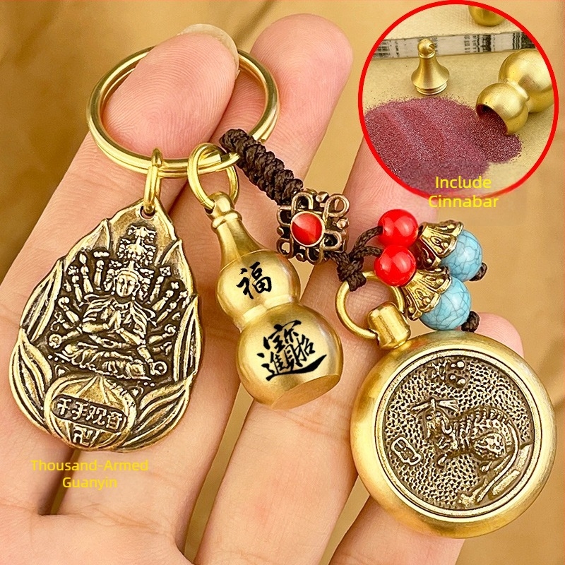 Pandantiv metalic pentru chei cu motive zodiacale și opt Buddhe Păzitori