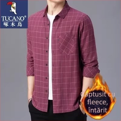 Cămașă din in 96%+, carouri, mâneci lungi, croi lejer