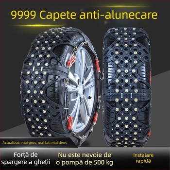 Lanțuri de zăpadă pentru anvelope auto, bază din cauciuc cu ținte din oțel, design lat și întărit, potrivite pentru sedan, van și vehicule off-road