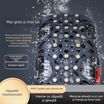 Lanțuri de zăpadă pentru anvelope auto, bază din cauciuc cu ținte din oțel, design lat și întărit, potrivite pentru sedan, van și vehicule off-road