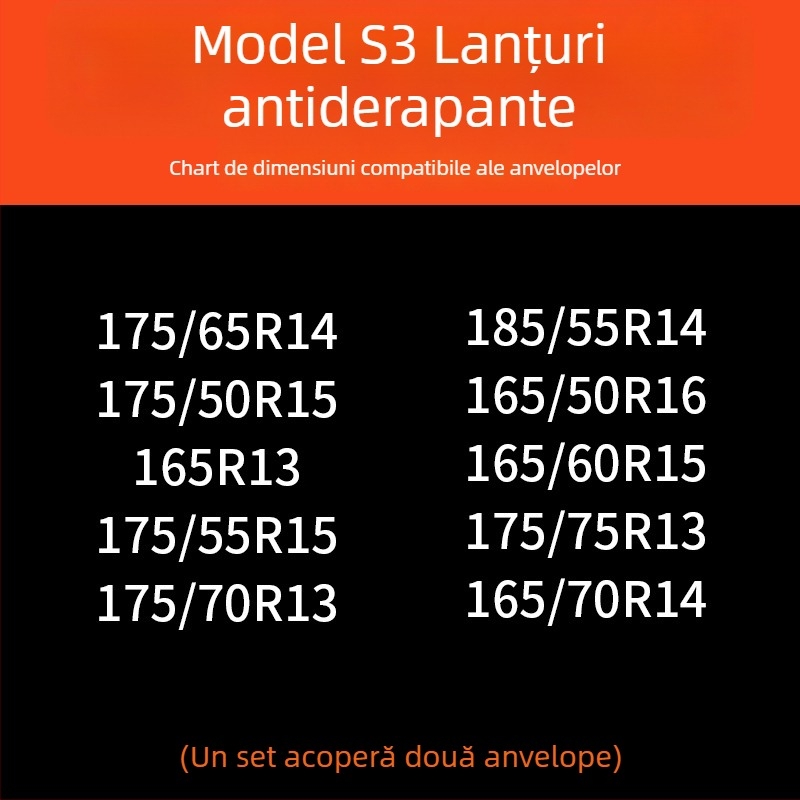 Lanțuri de zăpadă pentru anvelope auto, bază din cauciuc cu ținte din oțel, design lat și întărit, potrivite pentru sedan, van și vehicule off-road