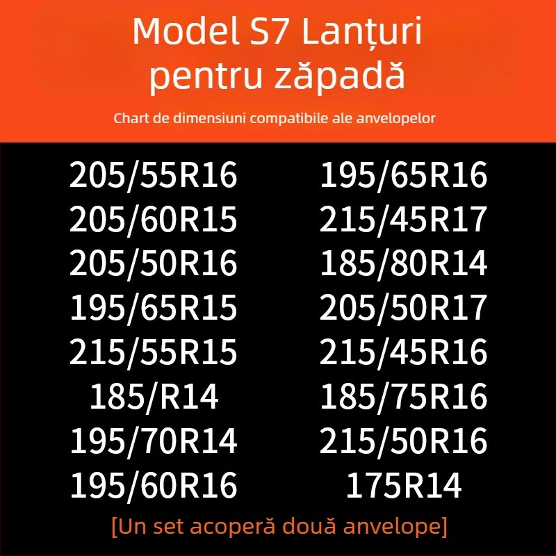 Lanțuri de zăpadă pentru anvelope auto, bază din cauciuc cu ținte din oțel, design lat și întărit, potrivite pentru sedan, van și vehicule off-road