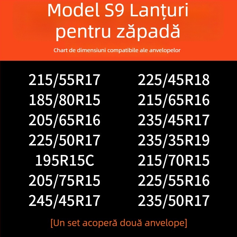 Lanțuri de zăpadă pentru anvelope auto, bază din cauciuc cu ținte din oțel, design lat și întărit, potrivite pentru sedan, van și vehicule off-road