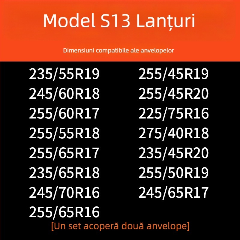 Lanțuri de zăpadă pentru anvelope auto, bază din cauciuc cu ținte din oțel, design lat și întărit, potrivite pentru sedan, van și vehicule off-road