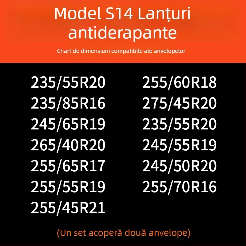 Lanțuri de zăpadă pentru anvelope auto, bază din cauciuc cu ținte din oțel, design lat și întărit, potrivite pentru sedan, van și vehicule off-road