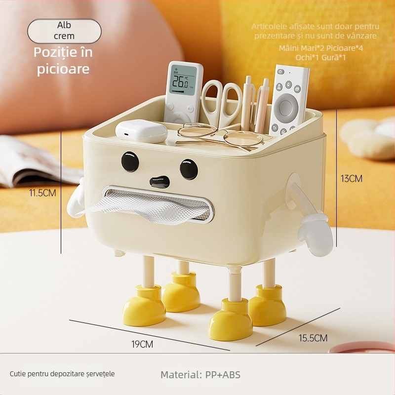 Cutie de șervete pentru birou cu spațiu pentru telecomandă, tragere ușoară, construcție din plastic, model CD2390, multifuncțională