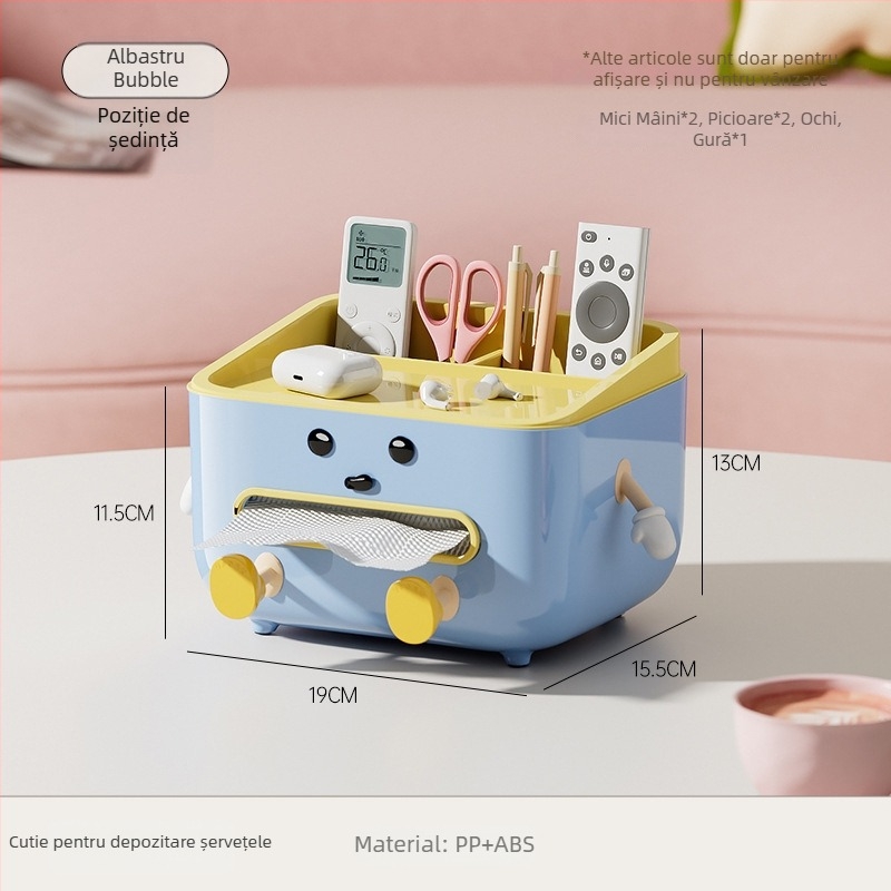 Cutie de șervete pentru birou cu spațiu pentru telecomandă, tragere ușoară, construcție din plastic, model CD2390, multifuncțională