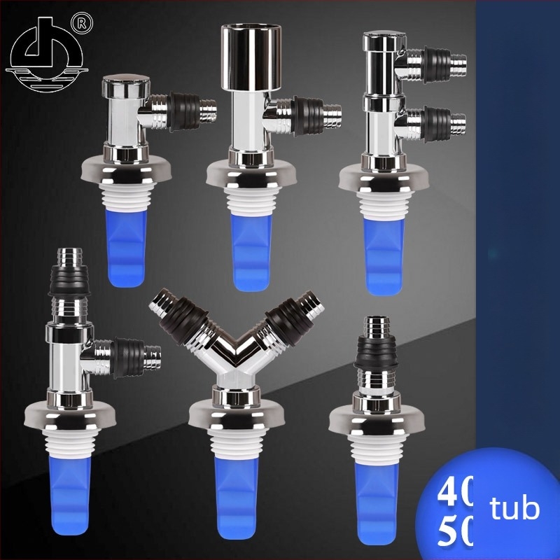 Conector electroplatinat în linie 4050 – racord pentru mașina de spălat și canalizarea podelei, cu trei căi, capete duble, design modern
