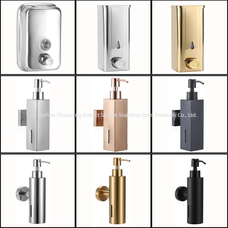 Distribuitor de săpun din oțel inoxidabil 304 – montat pe perete, acționare prin apăsare, finisaj electrogalvanizat, stil modern minimalist