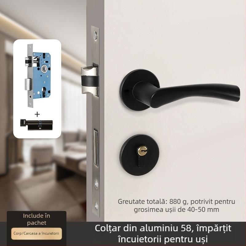 Încuietoare pentru uși interioare din lemn – încuietoare 58-split, aluminiu, Tiannuo, stil modern minimalist