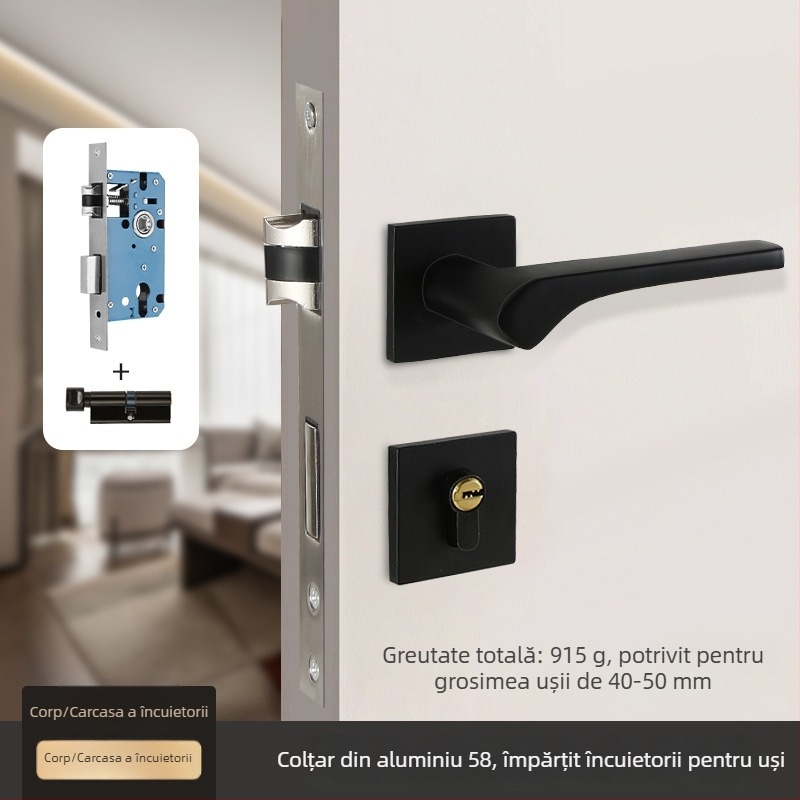 Încuietoare pentru uși interioare din lemn – încuietoare 58-split, aluminiu, Tiannuo, stil modern minimalist