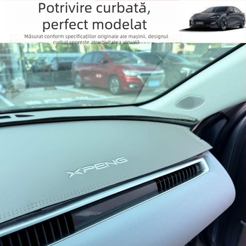 Covor pentru panoul de instrumente Xiaopeng MONA M03, piele de catifea, protecție împotriva razelor solare și izolație termică, model geometric, logo imprimat