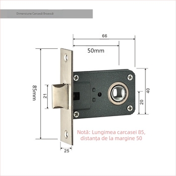 Corpul de încuietoare pentru ușa de cameră | Ușă interioară din lemn | Materiale: oțel inoxidabil și fier | Stil modern minimalist | Greutate 0,5 kg