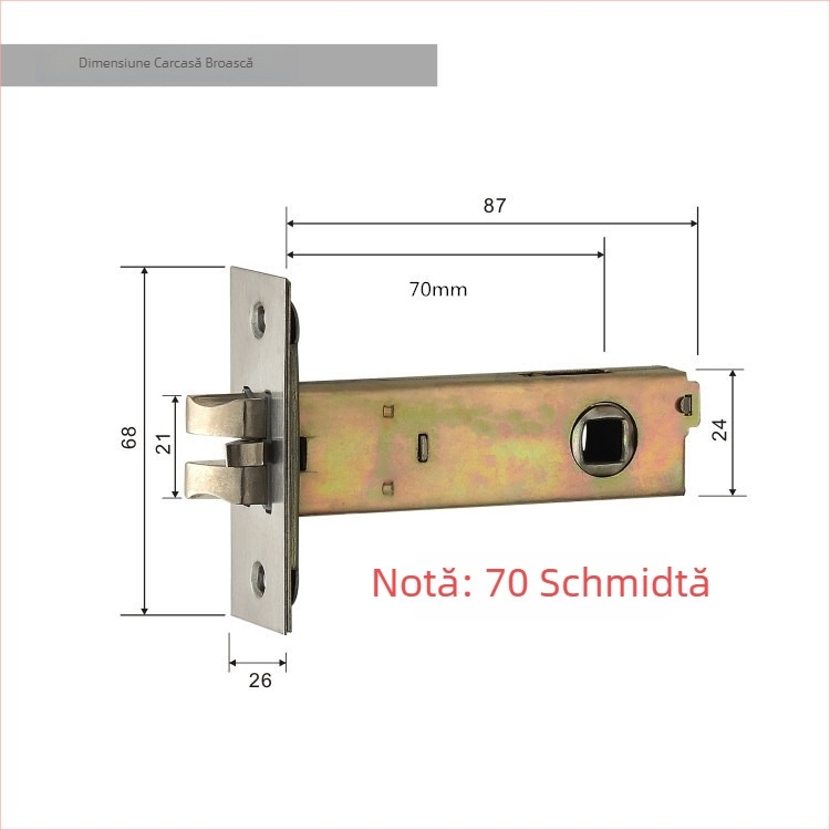 Corpul de încuietoare pentru ușa de cameră | Ușă interioară din lemn | Materiale: oțel inoxidabil și fier | Stil modern minimalist | Greutate 0,5 kg