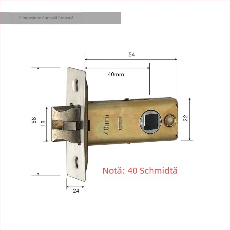 Corpul de încuietoare pentru ușa de cameră | Ușă interioară din lemn | Materiale: oțel inoxidabil și fier | Stil modern minimalist | Greutate 0,5 kg
