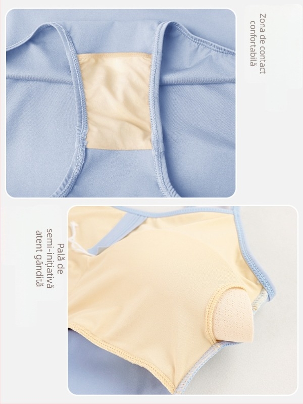 Costum de dans pentru femei – cu bretele, decupat la spate, cu pernă pentru bust, nailon/spandex, pentru balet și dans popular