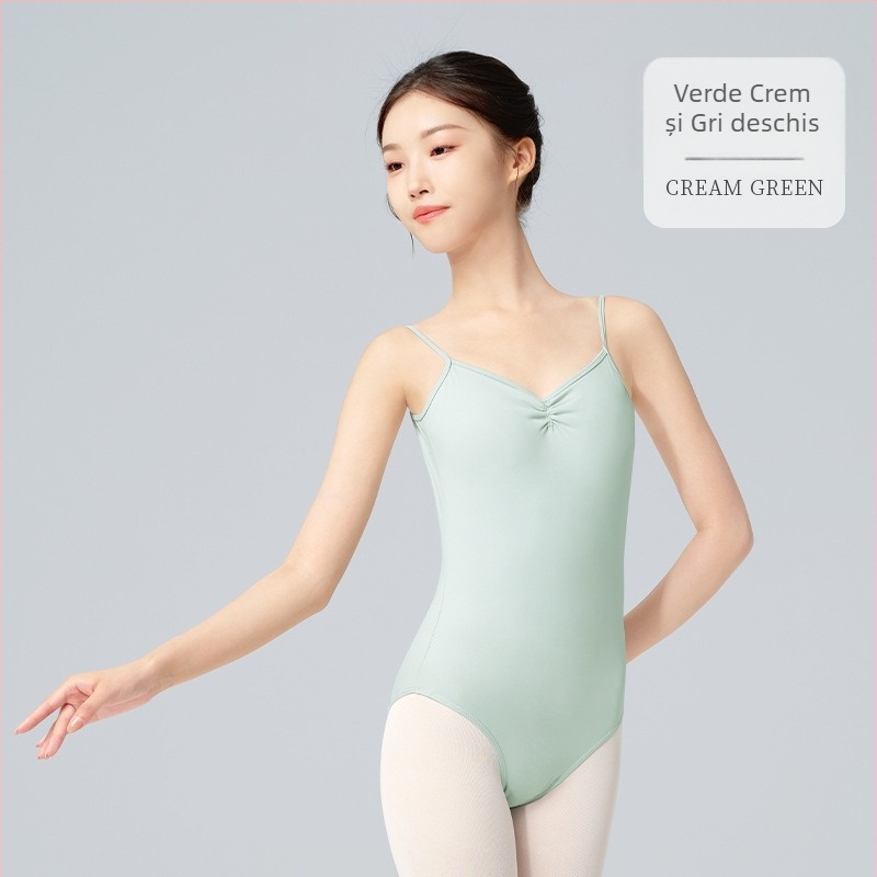 Costum de dans pentru femei – cu bretele, decupat la spate, cu pernă pentru bust, nailon/spandex, pentru balet și dans popular