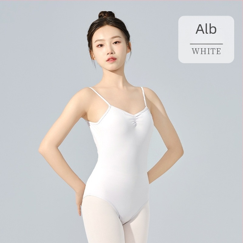 Costum de dans pentru femei – cu bretele, decupat la spate, cu pernă pentru bust, nailon/spandex, pentru balet și dans popular