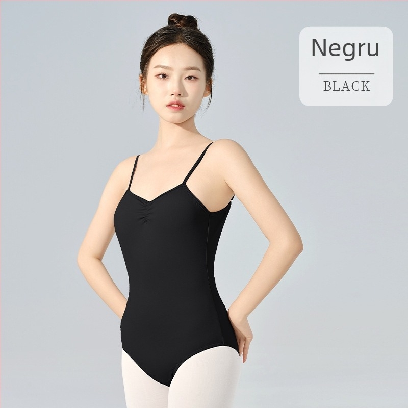 Costum de dans pentru femei – cu bretele, decupat la spate, cu pernă pentru bust, nailon/spandex, pentru balet și dans popular