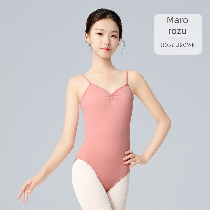 Costum de dans pentru femei – cu bretele, decupat la spate, cu pernă pentru bust, nailon/spandex, pentru balet și dans popular
