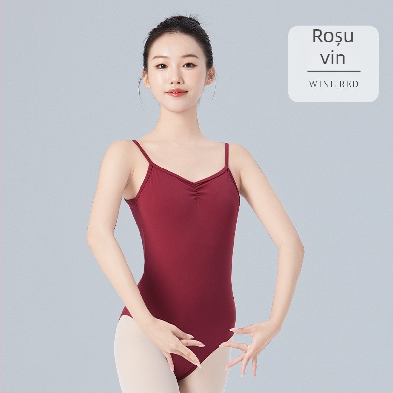 Costum de dans pentru femei – cu bretele, decupat la spate, cu pernă pentru bust, nailon/spandex, pentru balet și dans popular