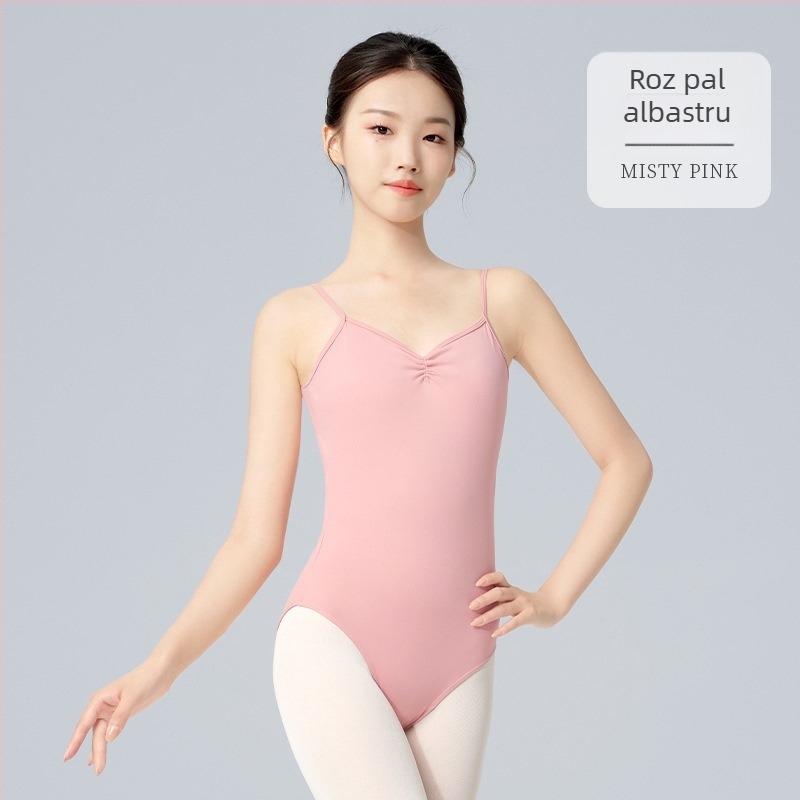 Costum de dans pentru femei – cu bretele, decupat la spate, cu pernă pentru bust, nailon/spandex, pentru balet și dans popular