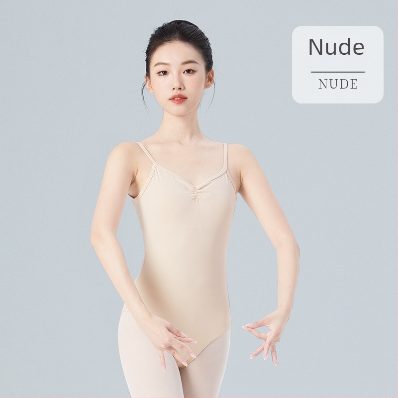 Costum de dans pentru femei – cu bretele, decupat la spate, cu pernă pentru bust, nailon/spandex, pentru balet și dans popular