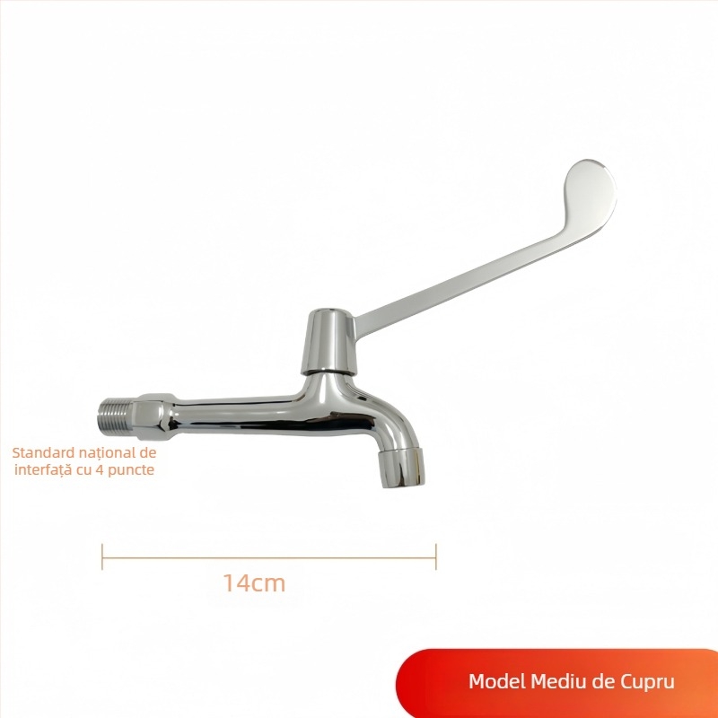 Robinet spălător medical cu acționare prin cot, montaj pe perete, din alamă, 0–50°C, 9 MPa, miez de robinet din cupru