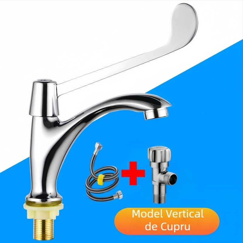 Robinet spălător medical cu acționare prin cot, montaj pe perete, din alamă, 0–50°C, 9 MPa, miez de robinet din cupru