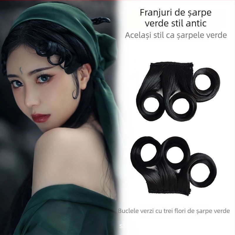 Perucă cu breton înclinat, țesut manual, potrivit pentru toate formele feței