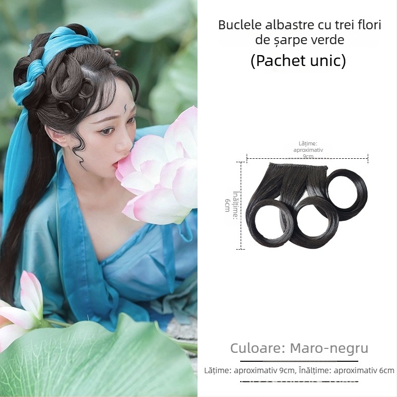 Perucă cu breton înclinat, țesut manual, potrivit pentru toate formele feței