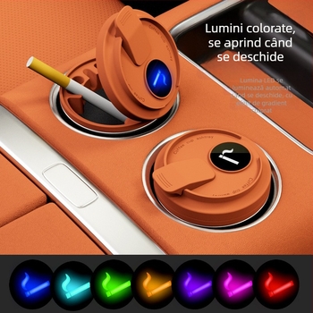 Cenușar auto cu capac, material ABS, model universal, proces de gravare, stingere automată a fumului
