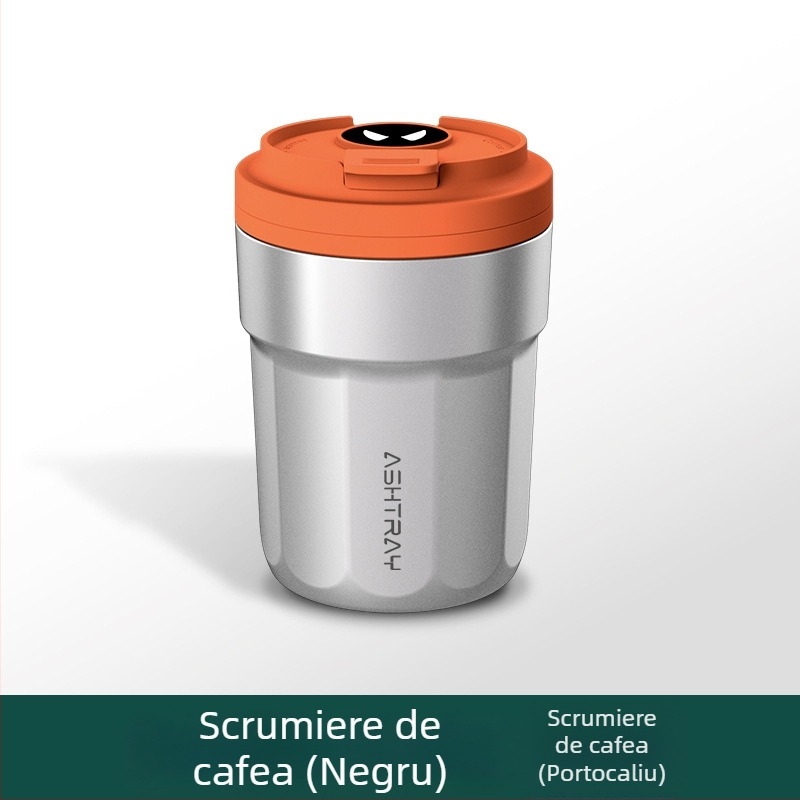 Cenușar auto cu capac, material ABS, model universal, proces de gravare, stingere automată a fumului