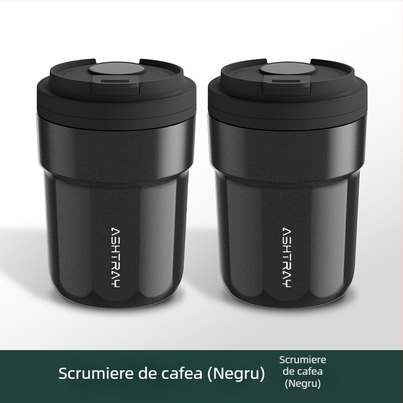 Cenușar auto cu capac, material ABS, model universal, proces de gravare, stingere automată a fumului