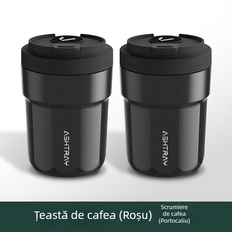 Cenușar auto cu capac, material ABS, model universal, proces de gravare, stingere automată a fumului