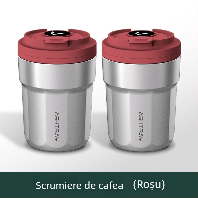 Cenușar auto cu capac, material ABS, model universal, proces de gravare, stingere automată a fumului