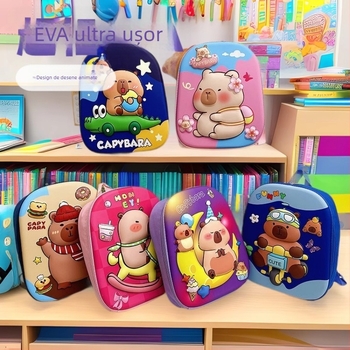 Rucsac copii Capybara cu model cartoon – EVA, ultra-ușor, respirabil, unisex, bretele cu pernă de aer