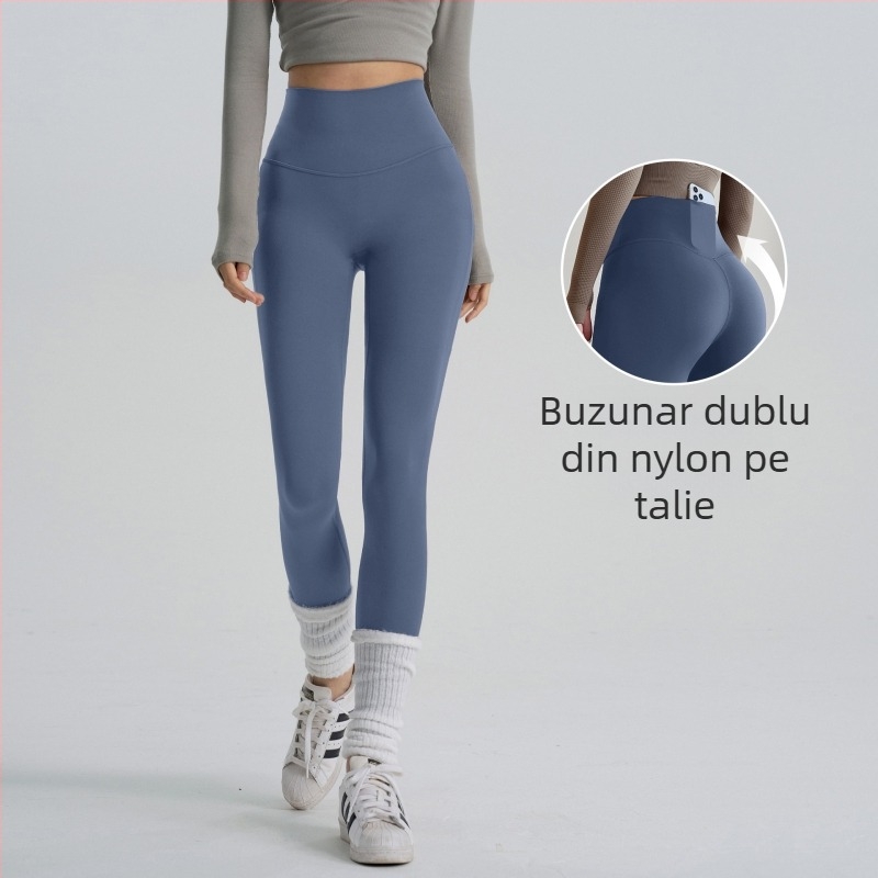 Pantaloni de yoga pentru femei - poliester, lungime 9/10, croială slim, strâmți, culoare solidă