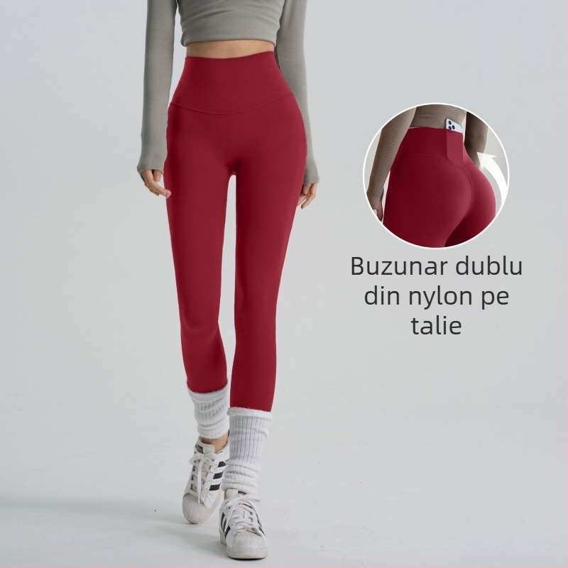 Pantaloni de yoga pentru femei - poliester, lungime 9/10, croială slim, strâmți, culoare solidă