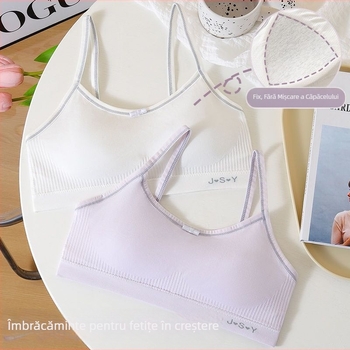 Top tubular cupe pentru fete — cupe cu urechi de iepure, stil papion, material nylon, cupă din sandwich cotton, căptușeală din bumbac, inel de oțel moale