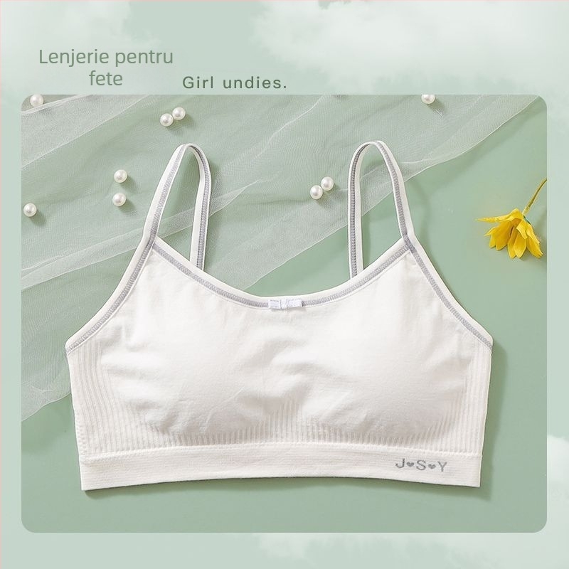 Top tubular cupe pentru fete — cupe cu urechi de iepure, stil papion, material nylon, cupă din sandwich cotton, căptușeală din bumbac, inel de oțel moale