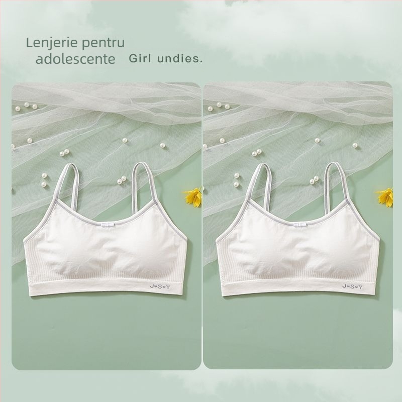 Top tubular cupe pentru fete — cupe cu urechi de iepure, stil papion, material nylon, cupă din sandwich cotton, căptușeală din bumbac, inel de oțel moale