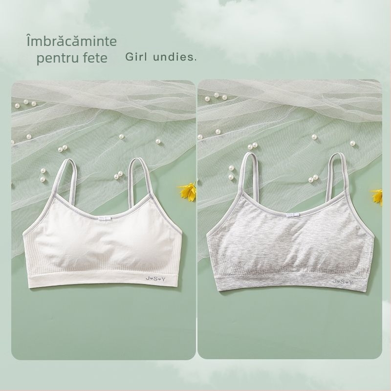 Top tubular cupe pentru fete — cupe cu urechi de iepure, stil papion, material nylon, cupă din sandwich cotton, căptușeală din bumbac, inel de oțel moale