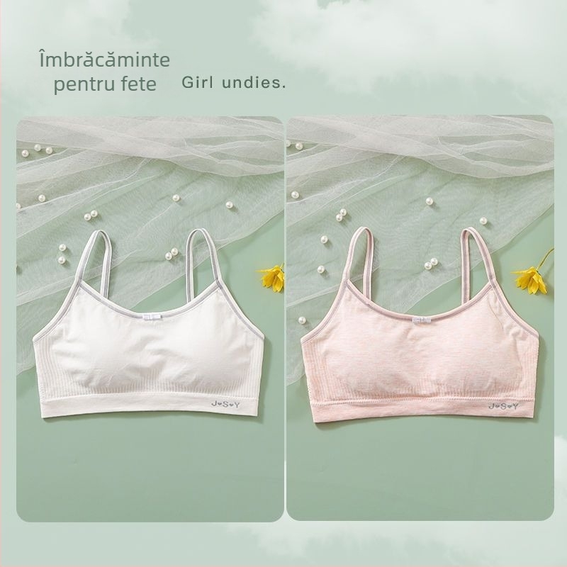 Top tubular cupe pentru fete — cupe cu urechi de iepure, stil papion, material nylon, cupă din sandwich cotton, căptușeală din bumbac, inel de oțel moale